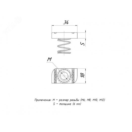 STRUT-гайка (канальная) М6 с короткой пружиной