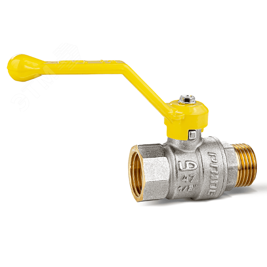 Кран шаровый латунный никелированный 11б27п Ду50 Ру25 (2') ВР/НР рычаг GAS