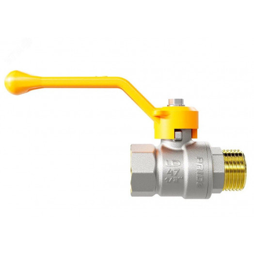 Кран шаровый латунный никелированный 11б27п Ду50 Ру25 (2') ВР/НР рычаг GAS