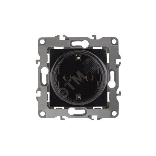 Розетка 2P+E Schuko со шторками, 16A-250В, Эра12, чёрный, 12-2102-06