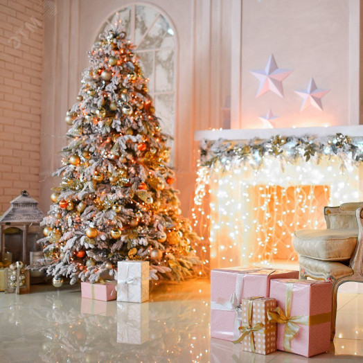 Гирлянда линейная LED желтый 4м с контроллером