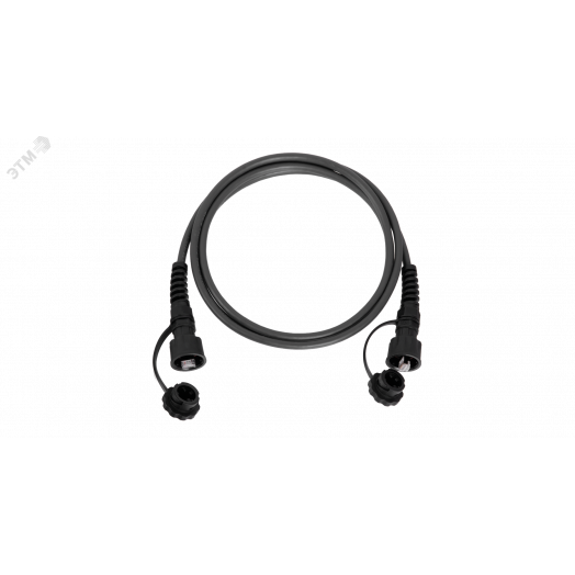 Патч-корд промышленный F/UTP 4 пары, Кат.6 2хRJ45/8P8C, T568B, 7х0,160мм, IP67 с защитной крышкой, PUR, черный, 3м