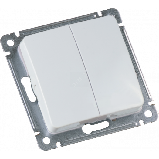 MASTER Выключатель двухклавишный скрытой установки, в рамку, белый