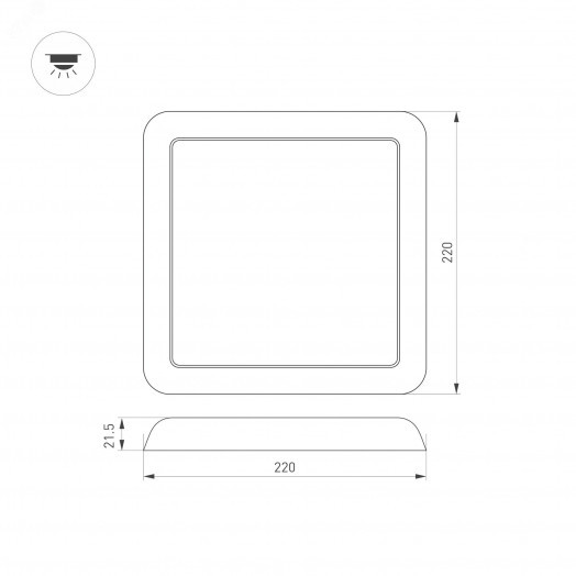 Светильник CL-FIOKK-S220x220-18W Day4000-MIX (WH, 120 deg, 230V) (, IP44 Пластик, 3 года)