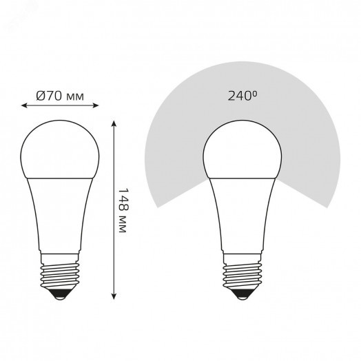Лампа светодиодная LED 22 Вт 2000 лм 6500К AC150-265В E27 А70 (груша) холодная  Black Gauss