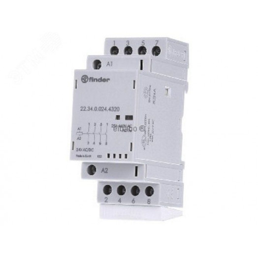 Модульные контакторы 25А, 4 NO, Механический индикатор + Светодиод, Контакты AgSnO2