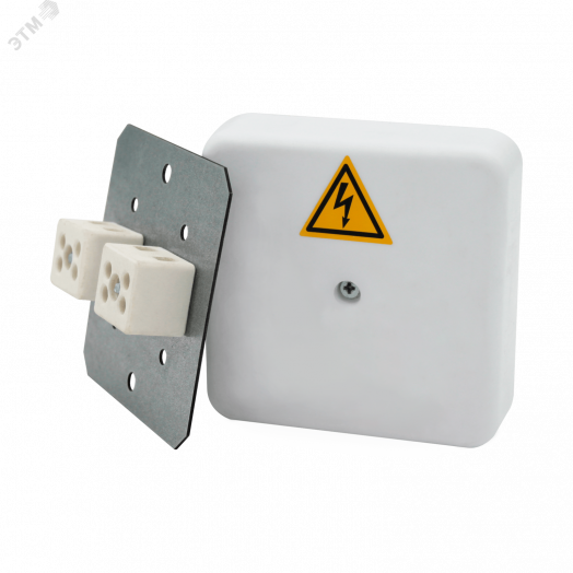 Коробка распределительная огнестойкая КРОПС-П2, IP41, габаритные размеры 100х100х30 мм, для кабелей сечением до 4 мм2, 2 клеммы