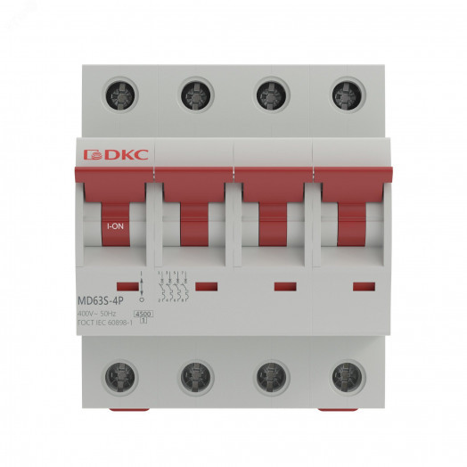 Выключатель автоматический четырёхполюсный 10А D MD63S-4PD10 4,5кА