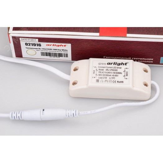 Светильник DL-192x192M-18W Day White (ARL, IP40 Металл, 3 года)