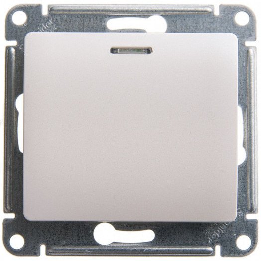 GLOSSA Переключатель одноклавишный с подсветкой сх.6а перламутр в рамку