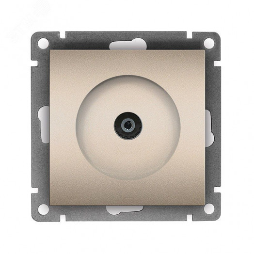 Розетка телевизионная одноместная Афина, с/у, тупиковая, 75Ом, ч/д 4-2400Мгц, шампань (еврослот)