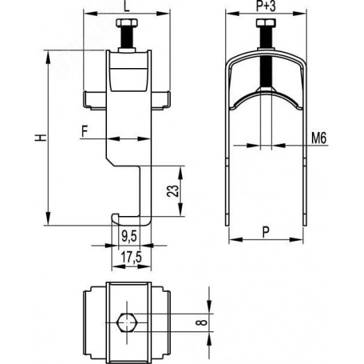 Держатель кабельный 44-50мм для крепления к лотку/профилю