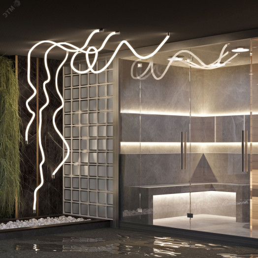 Лента герметичная MOONLIGHT-TOP-A336-D25mm 24V Day4000 360deg (14.4 W/m, IP65, 2835, 5m, wire x2) (, Прямой вывод кабеля)