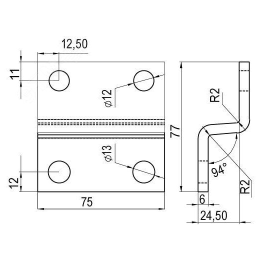 Пластина для крепления консолей BBF60 к тяжелому подвесу/профилю горячеоцинкованная