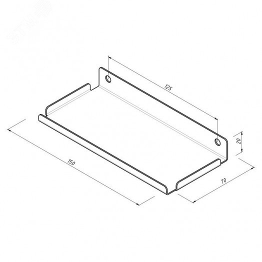 Полка для хранения 150x70мм металлическая настенная черная