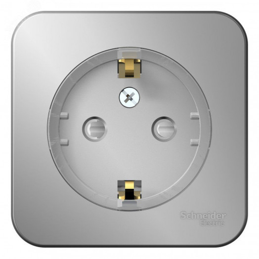 Розетка BLANCA наружная, с заземлением, со шторками, (тонкая), с изолирующей пластиной 16А, 250В, алюминий