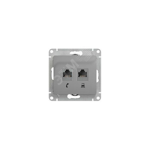 GLOSSA Розетка телефон/компьютер RJ11+RJ45 категория 5е в рамку алюминий