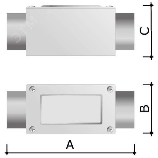 Коробка протяжная алюминиевая 2 ввода 180 градусов М16х1.5 IP55 118х51х42мм