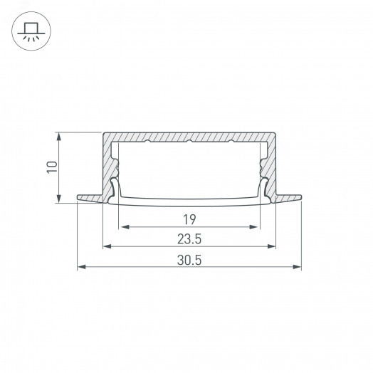 Профиль с экраном ARH-WIDE-F-H10-2000 ANOD+OPAL (, Алюминий)