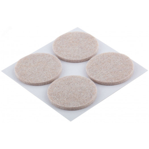 Подкладки для мебели самоклеющиеся круглые 34 мм, 4 шт., войлок