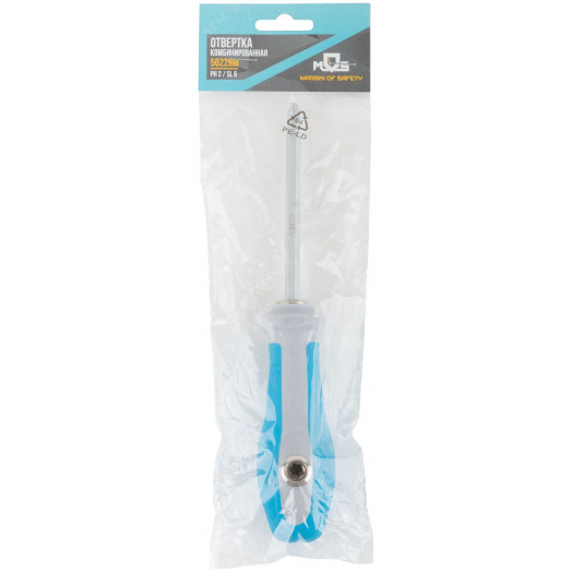 Отвертка с переставным жалом комбинированная, прямая и Т-обр., прорезиненная ручка, 6х120 мм PH2/SL6