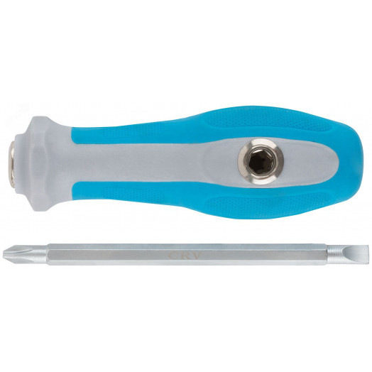 Отвертка с переставным жалом комбинированная, прямая и Т-обр., прорезиненная ручка, 6х120 мм PH2/SL6