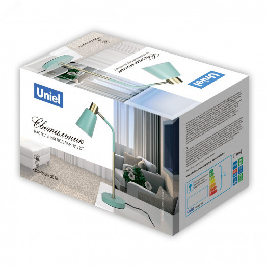 Светильник настольный 60W Цоколь Е27 Механический выключатель UML-B700 E27 WHITE Белый ТМ