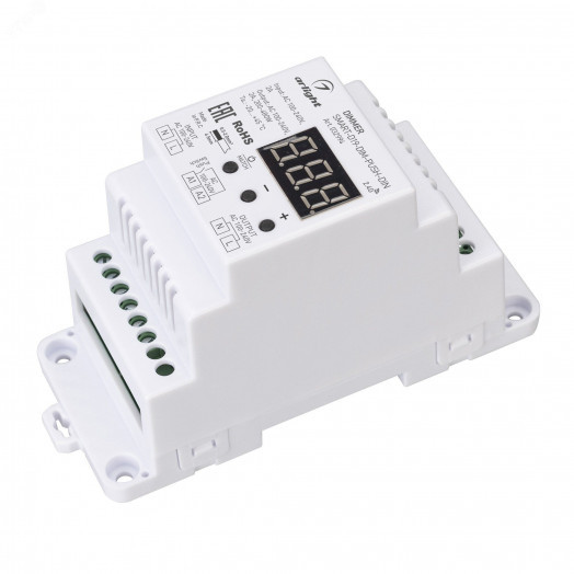 Диммер SMART-D19-DIM-PUSH-DIN (230V, 2A, TRIAC, 2.4G) (ARL, IP20 Пластик, 5 лет)