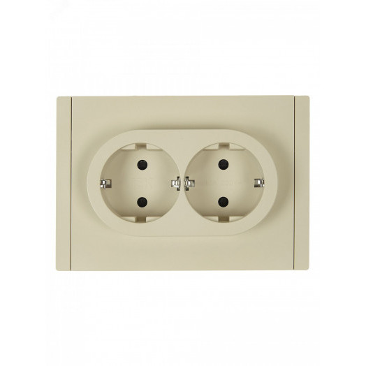 FORTE&PIANO Розетка 2-местная с заземлением с защитными шторками безвинтовое крепление 16А FP423 ваниль IEK
