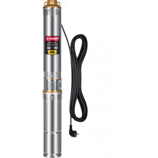 Насос скважинный ценробежный НСЦ-100-60 ЗУБР, 900 Вт, 60 м, корпус нерж.сталь
