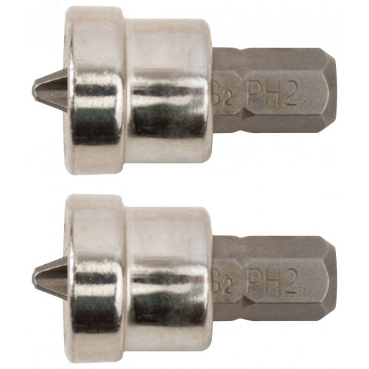 Насадки для завинчивания саморезов по гипроку CrV, РН2 х 25 мм, 2 шт., Профи