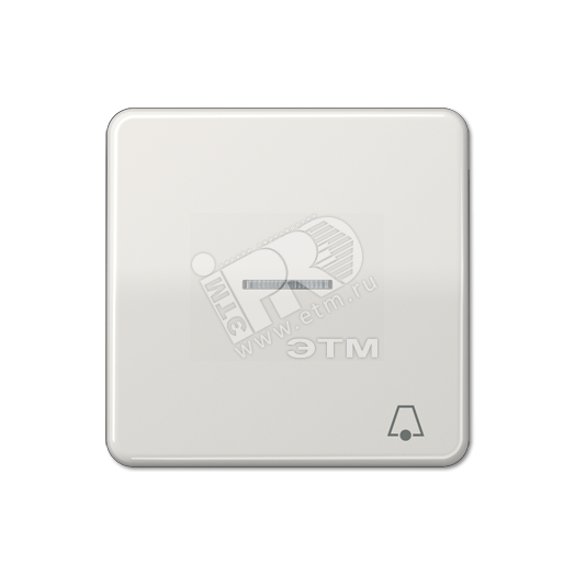 Клавиша с окошком и символом  звонок  для выключателей с подсветкой  светло-серая