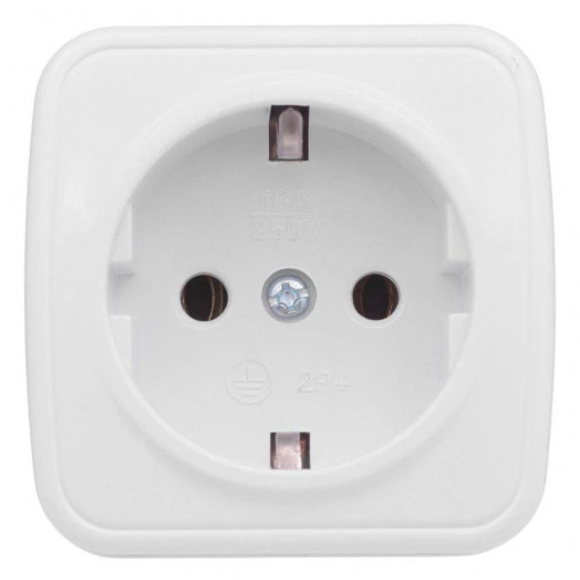 Розетка 1-м ОП Минск 16А IP20 с заземл. бел. Basic EKF EGR16-028-10