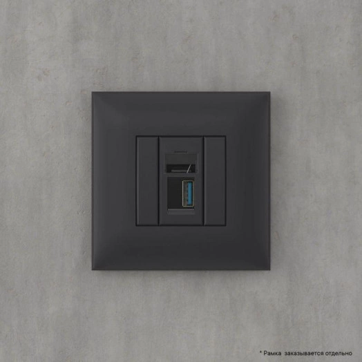 Розетка USB 3.0 1-м СП Avanti "Черный матовый" тип А-А DKC 4412303