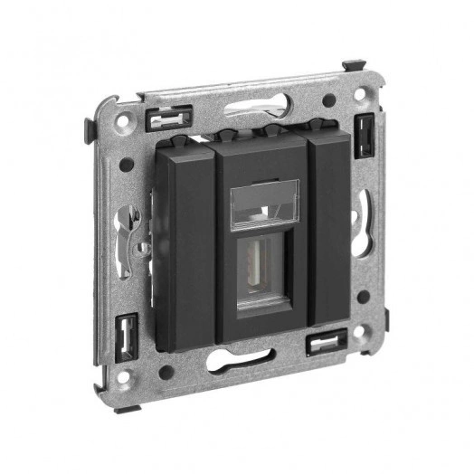 Розетка USB 2.0 1-м СП Avanti "Черный матовый" тип А-А DKC 4412403