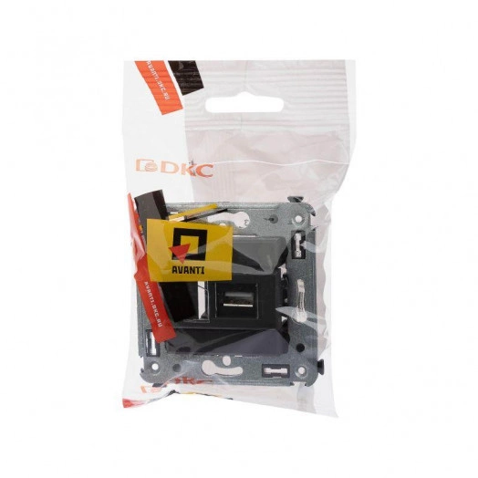 Розетка USB 2.0 1-м СП Avanti "Черный матовый" тип А-А DKC 4412403