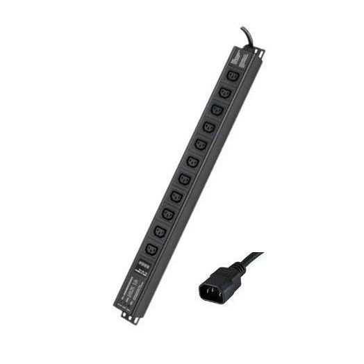 Блок распределения питания 11-м 10А C13 сетевой фильтр вх.разъем C14 разъем C14 для 19дюйм шкафов защита от перенапряж. вертикал. с индикатором сети DKC R5VIEC11CDOP