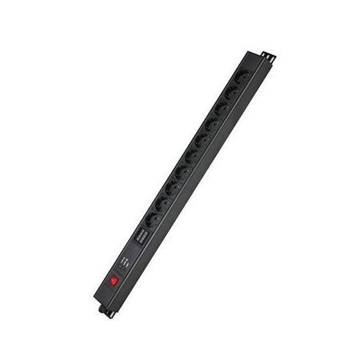 Блок распределения питания 10-м 16А Schuko вх. разъем Schuko для 19дюйм шкафов вертикал. с выкл. защита от перенапряж. с индикатором сети DKC R5VSH10SWOPAM