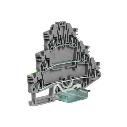 Зажим пружинный HDE.2/GR 3-уровн. с заземл. 2.5кв.мм сер. DKC ZHL500GR