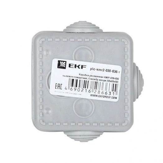 Коробка распаячная КМР-030-036 пылевлагозащ. 4 мембранных ввода 65х65х50 розн. стикер PROxima EKF plc-kmr2-030-036-r
