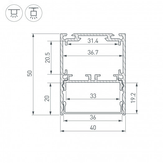Профиль SL-LINE-4050-3L-2000 ANOD BLACK (Arlight, Алюминий)