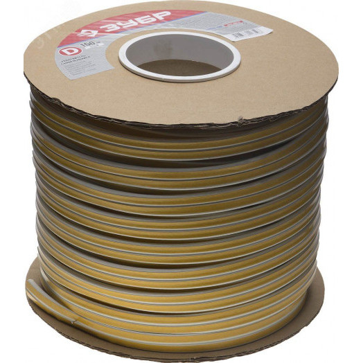 Резиновый уплотнитель самоклеящийся, профиль ''D'', размер 9х8мм, белый, 150м