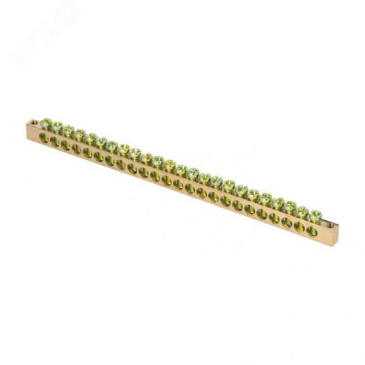 Шина PEN ноль-земля 6х9мм 24 отверстия латунь крепеж по краям PROxima