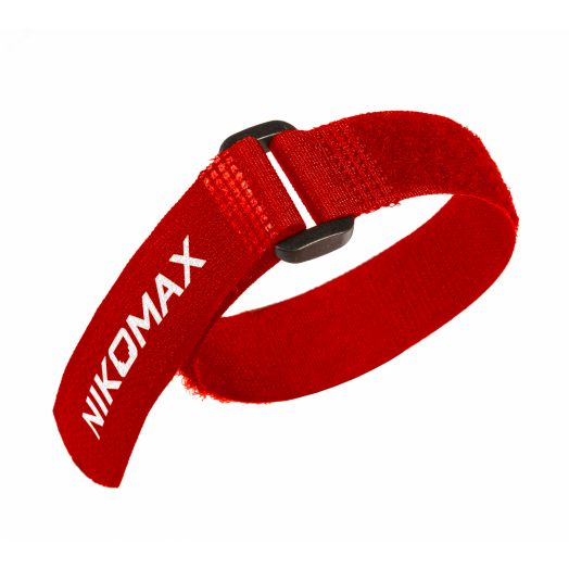 Стяжка-липучка с жесткой пряжкой, 290х20мм, красная, 10шт.