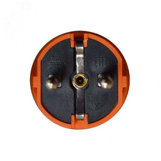 Вилка прямая c/з каучук 16А 250В IP44 цвет оранжевый (еврослот)
