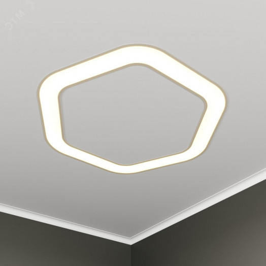 Светильник светодиодный RVE-LBX-HOLE-HEXA-SOFT-446-VG (Шестиугольник закругл. с отв. 446х414х110мм S80мм 24Вт встраиваемый под шпаклевку 4000K Белый)