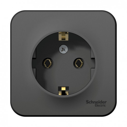 BLANCA  розетка наружная  с заземлением без шторок, 16А, 250В, антрацит