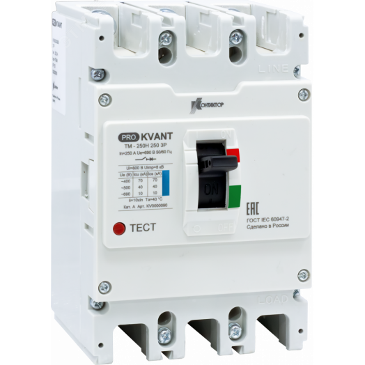 Автоматический выключатель PRO.KVANT TM-250S 3P 250A 50kA