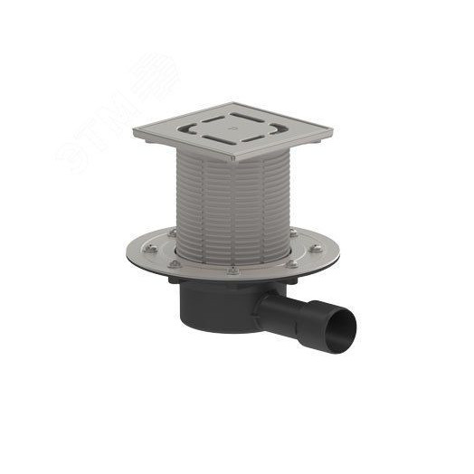 Трап горизонтальный регулируемый ТП-5100-3000 для внутренней канализации 75,110 мм, с решеткой из нержавеющей стали 15х15 см и гидрозатвором