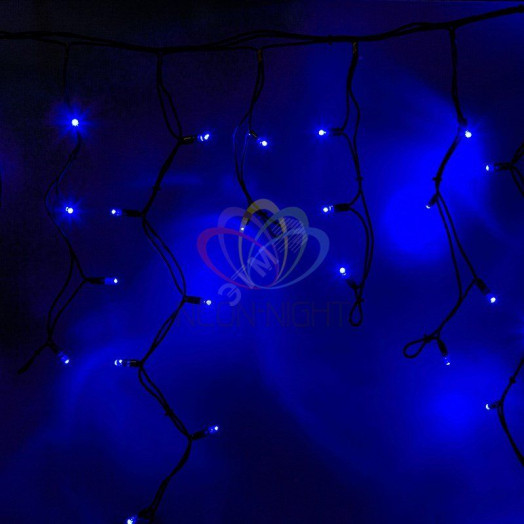 Гирлянда Айсикл Бахрома светодиодный, 5,6 х 0,9 м, черный провод каучук, 230 В, диоды синие, 240 LED